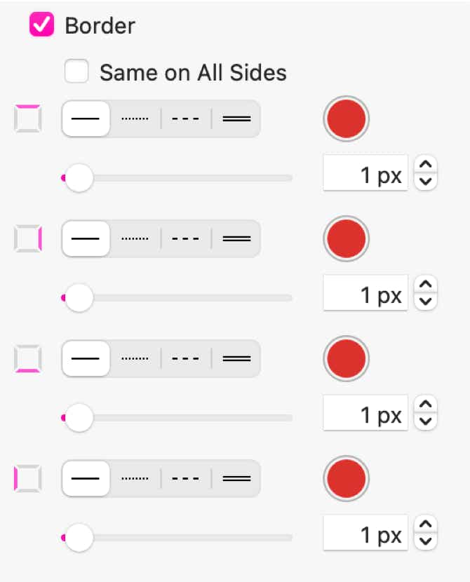 The box border settings