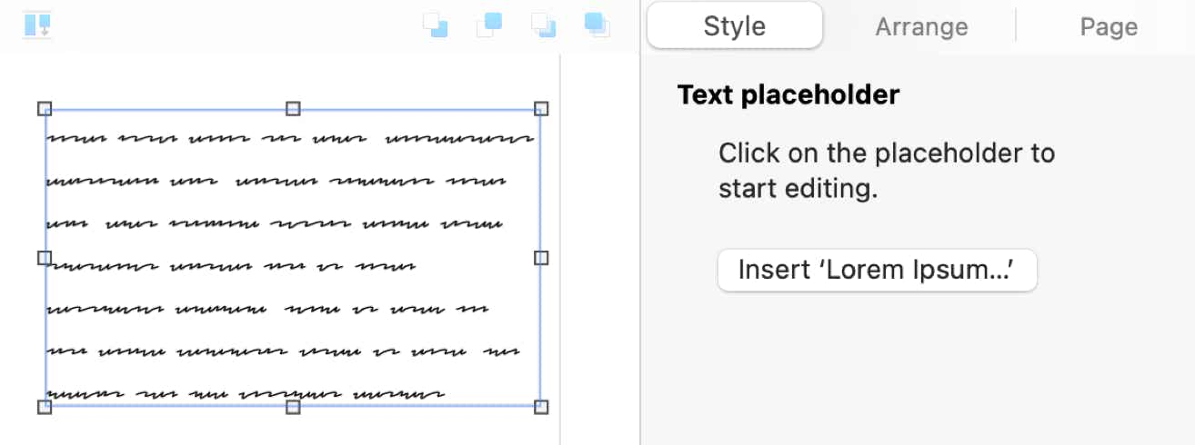 The wireframe text placholder