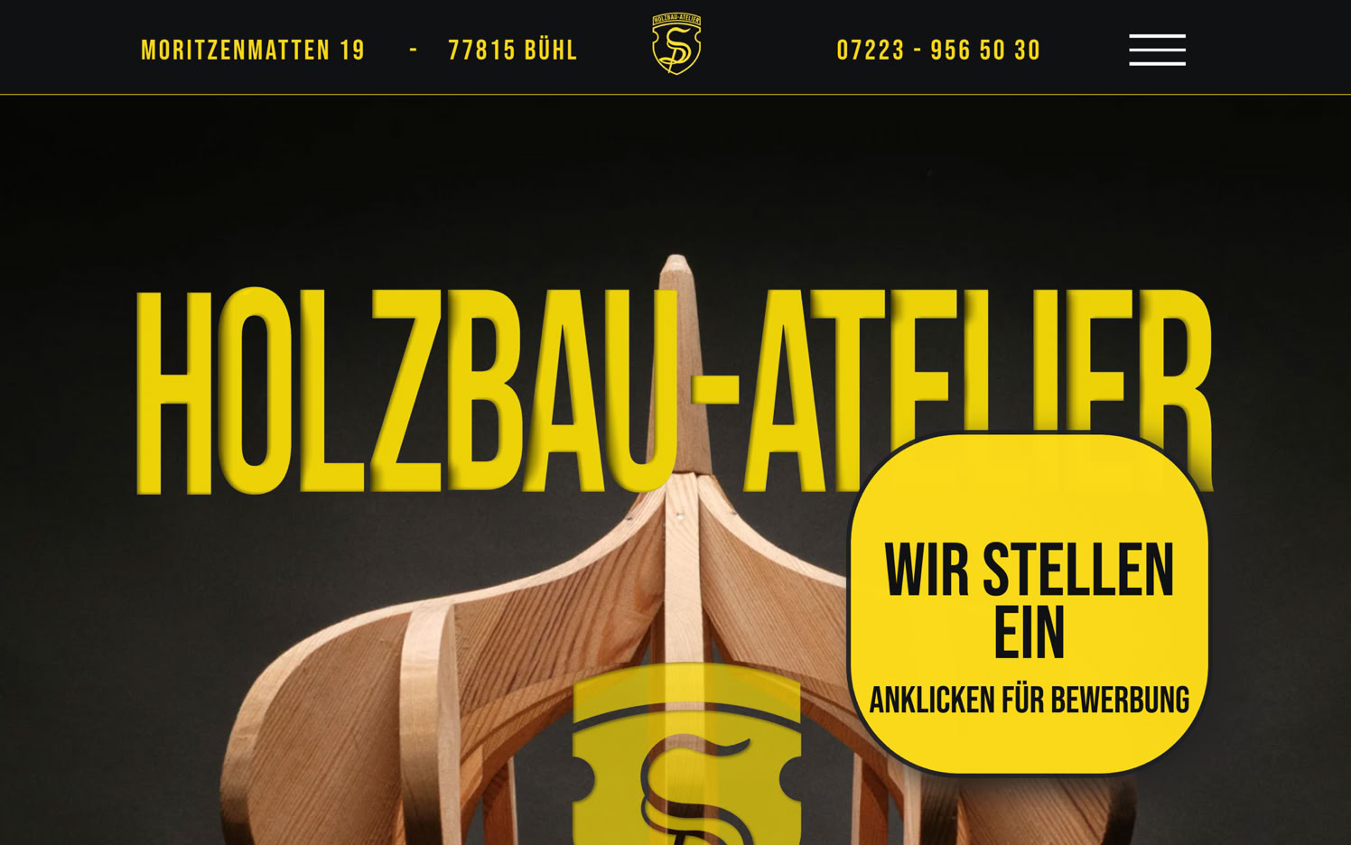 Holzbau Atelier carpentry workshop website, built with Sitely.