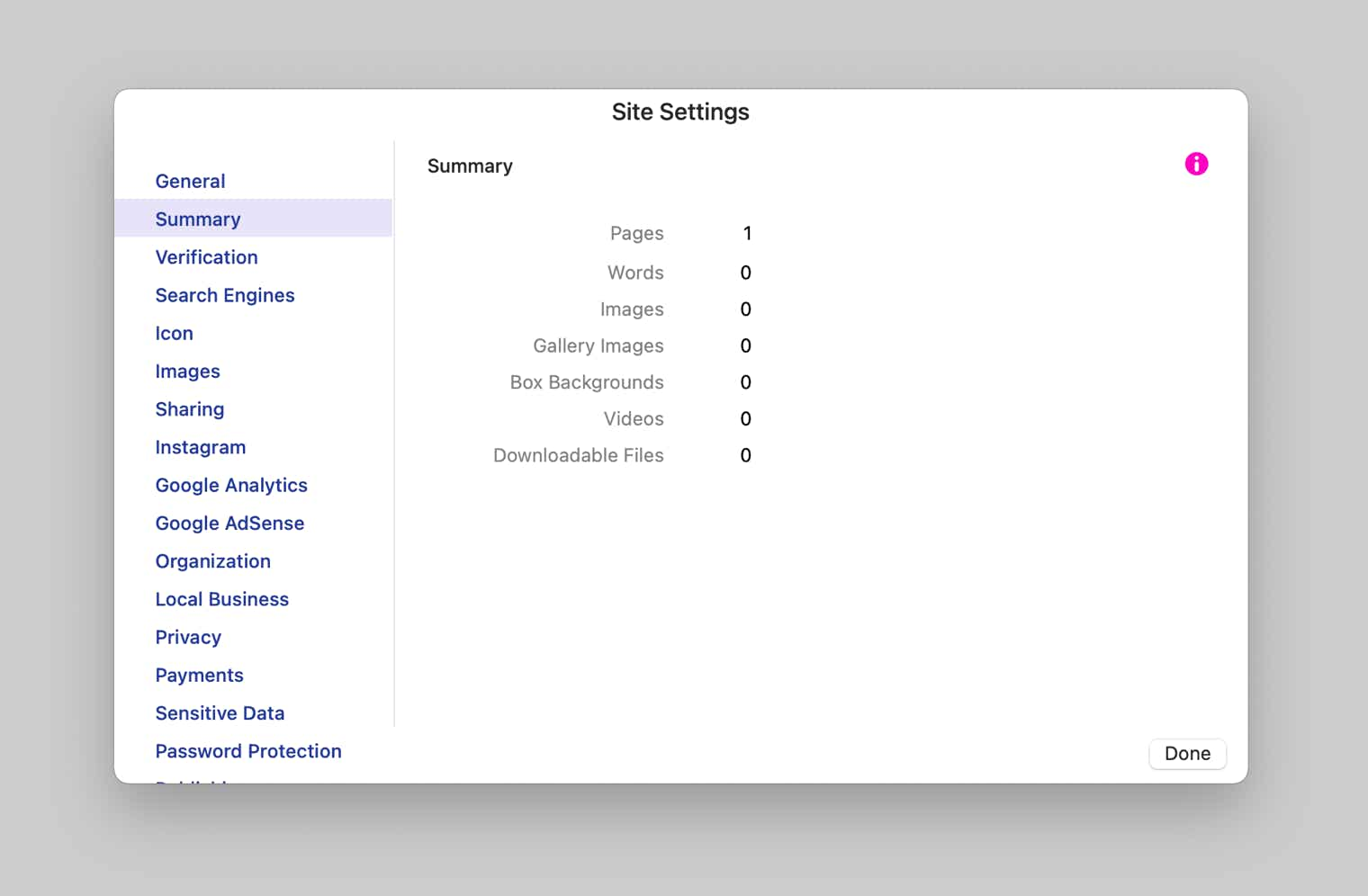 Sparkle's verification site settings