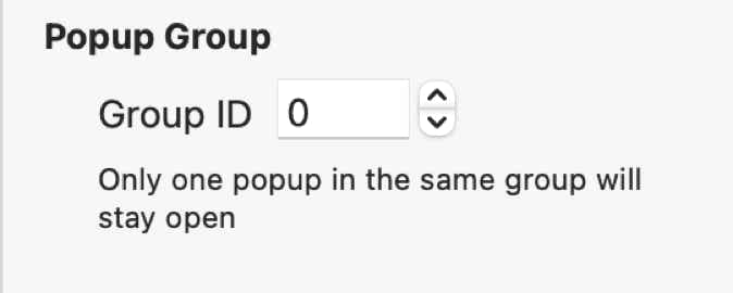 Popup group settings